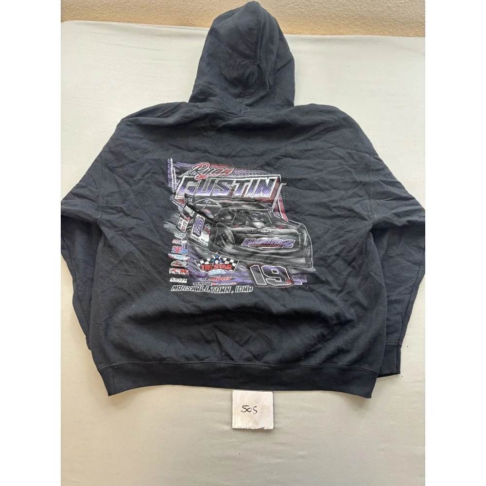 Ryan Gustin #19 Racing Dirt Track Hoodie Sweatshirt Marshalltown Iowa Black 2XL
